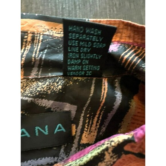 Vintage Santana Men's 100% Silk Abstract Print Button-Up Shirt Size Medium - Picture 4 of 7